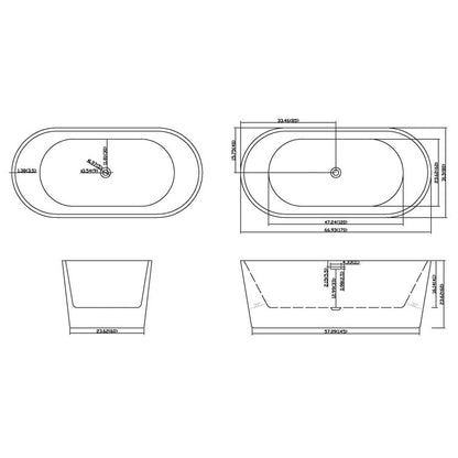 Medunjess 67'' Acrylic Freestanding Tub Deep Freestanding Soaking Bathtub