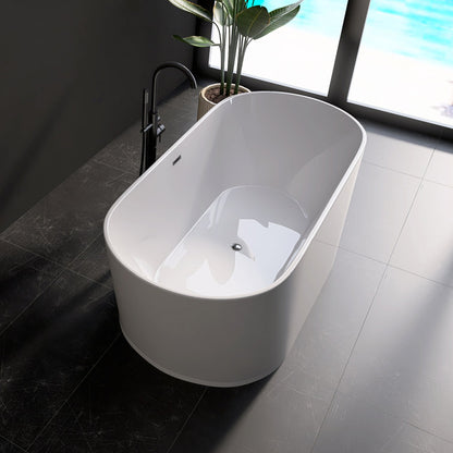 Medunjess 67'' Acrylic Freestanding Tub Deep Freestanding Soaking Bathtub