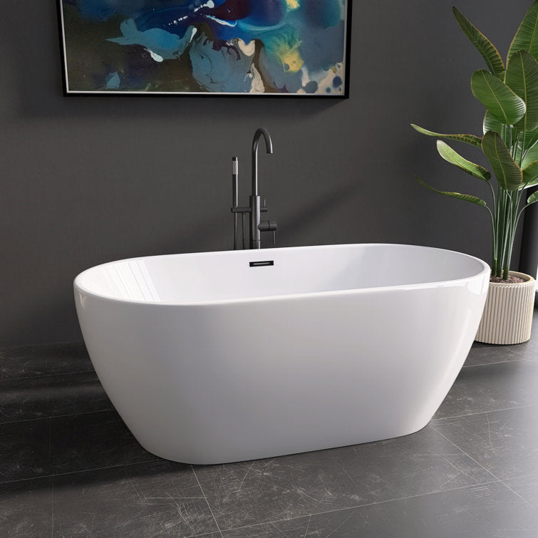 Medunjess 59'' x 29.5'' Freestanding Soaking Acrylic Bathtub