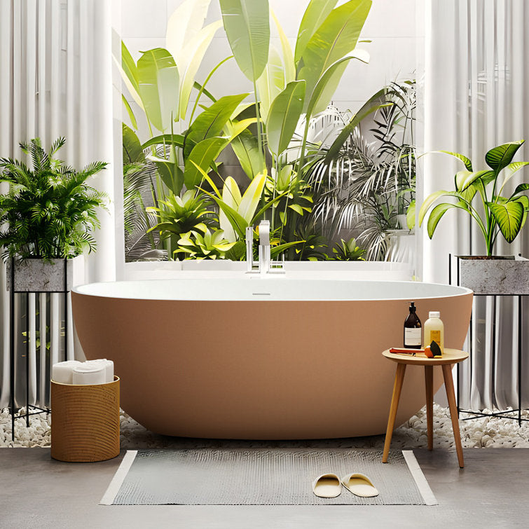 Medunjess 61'' x 30'' Freestanding Soaking Solid Surface Bathtub