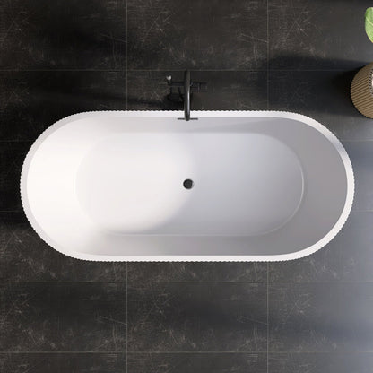 Medunjess 67'' Freestanding Tub Acrylic Freestanding Soaking Bathtub