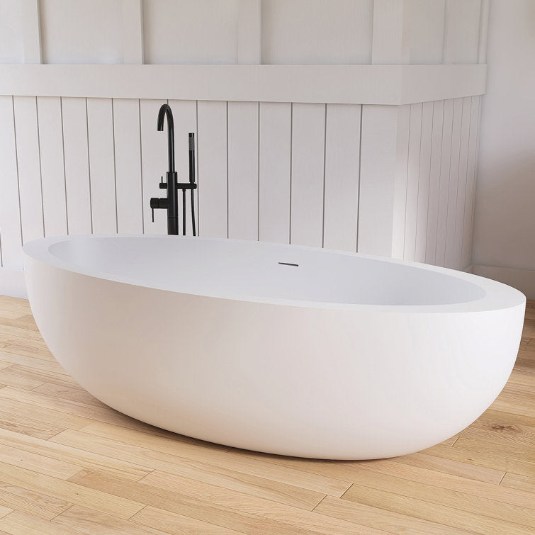 73'' Freestanding Tub Solid Surface Freestanding Soaking Bathtub