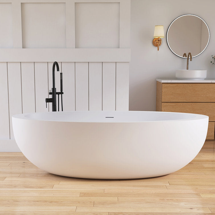 73'' Freestanding Tub Solid Surface Freestanding Soaking Bathtub