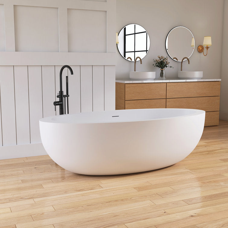 73'' Freestanding Tub Solid Surface Freestanding Soaking Bathtub