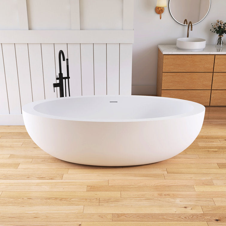 73'' Freestanding Tub Solid Surface Freestanding Soaking Bathtub