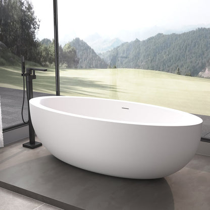 73'' Freestanding Tub Solid Surface Freestanding Soaking Bathtub