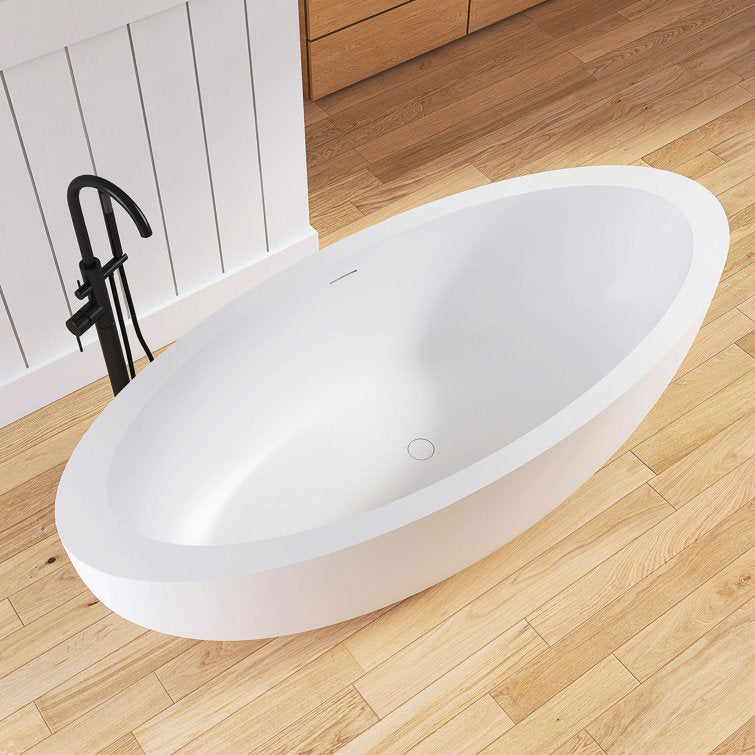 73'' Freestanding Tub Solid Surface Freestanding Soaking Bathtub