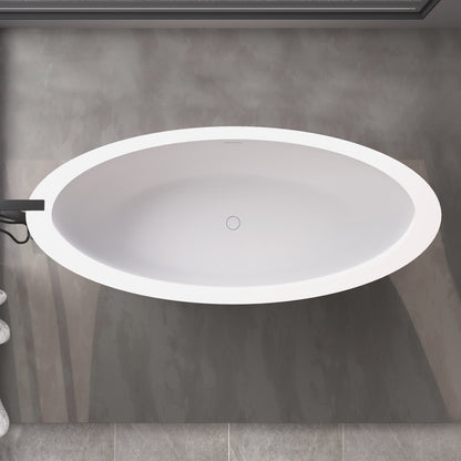 73'' Freestanding Tub Solid Surface Freestanding Soaking Bathtub