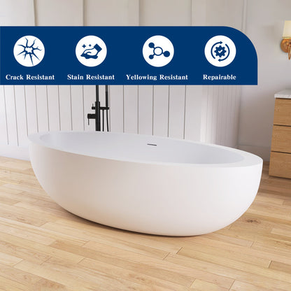 73'' Freestanding Tub Solid Surface Freestanding Soaking Bathtub