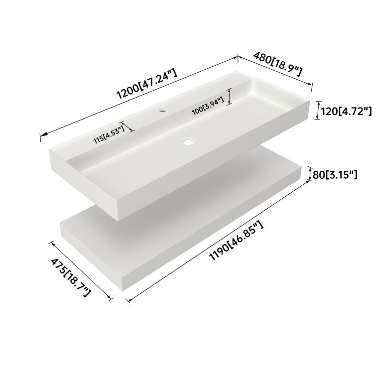 MEDUNJESS 18.9'' Solid Surface Rectangular Bathroom Sink