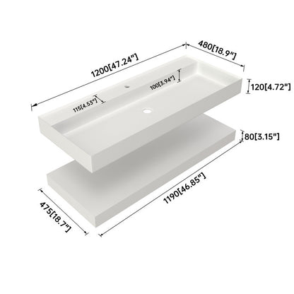 MEDUNJESS 18.9'' Solid Surface Rectangular Bathroom Sink