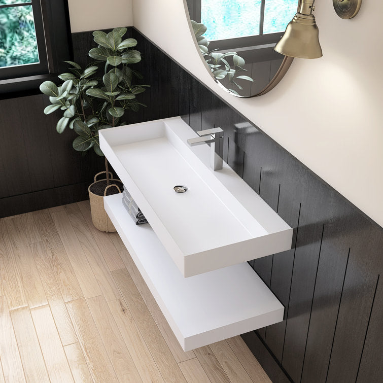 MEDUNJESS 18.9'' Solid Surface Rectangular Bathroom Sink