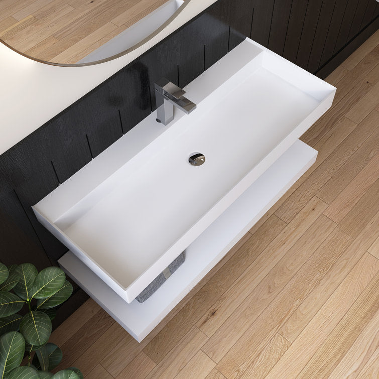 MEDUNJESS 18.9'' Solid Surface Rectangular Bathroom Sink