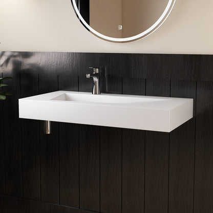 Medunjess 35'' Wall Mounted Bathroom Sink Solid Surface Sink With Faucet Hole