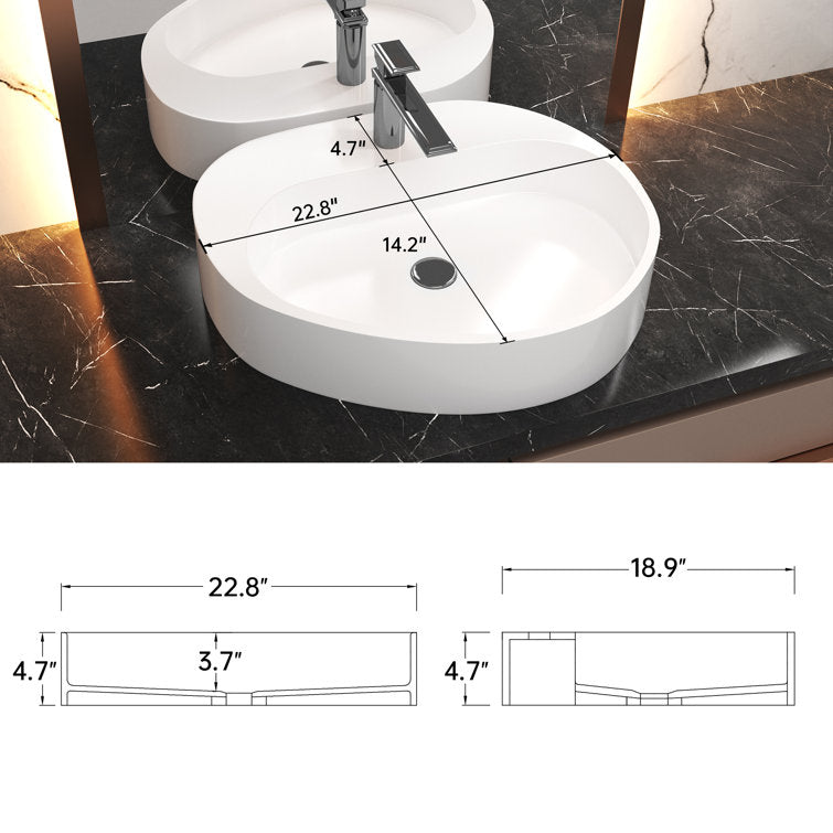 Medunjess 22.8'' Solid Surface Oval Bathroom Sink