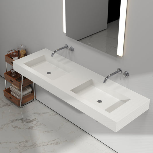 Medunjess 59'' Wall Mounted Bathroom Sink Solid Surface Double sink