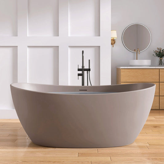 Medunjess 65'' Freestanding Tub Solid Surface Soaking Bathtub