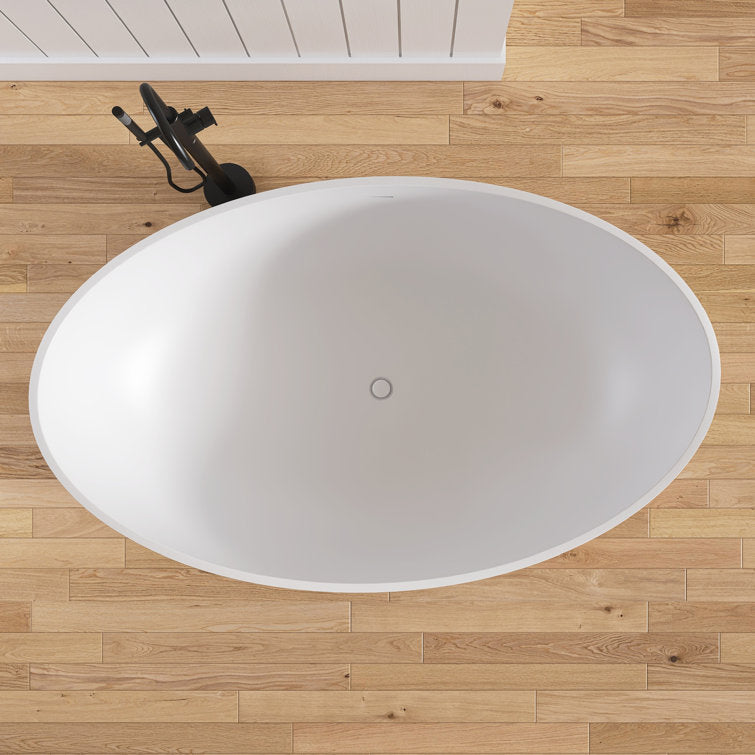 Medunjess 71'' Wavy Freestanding Tub Solid Surface Freestanding Soaking Bathtub