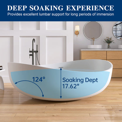 Medunjess 71'' Wavy Freestanding Tub Solid Surface Freestanding Soaking Bathtub