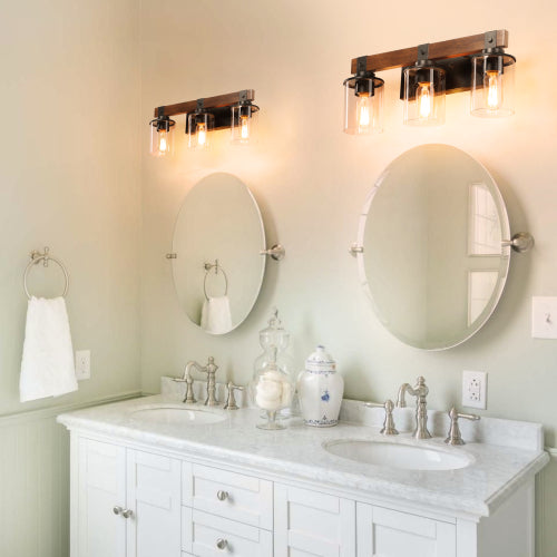 3-Lights Farmhouse Vanity Lights Fixture Rustic Bathroom Light Fixture Bathroom Sconce