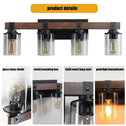 Medunjess 4-Lights Farmhouse Vanity Lights Fixture Rustic Bathroom Light Fixture Bathroom Sconce