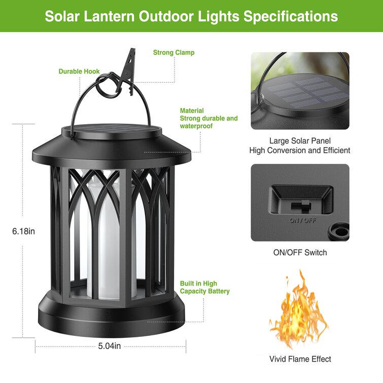 Medunjess 6.18'' Solar Powered Integrated LED Outdoor Lantern