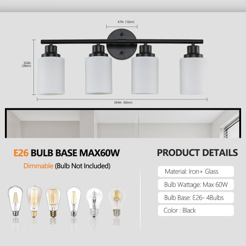 Medunjess Modern 4-Light Vanity Bathroom Mirror Light