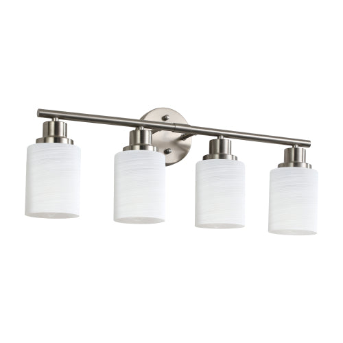 Medunjess Modern 4-Light Vanity Wall Sconce, Brushed Nickel Finish with Frosted Glass Shades for Bathroom or Hallway Lighting