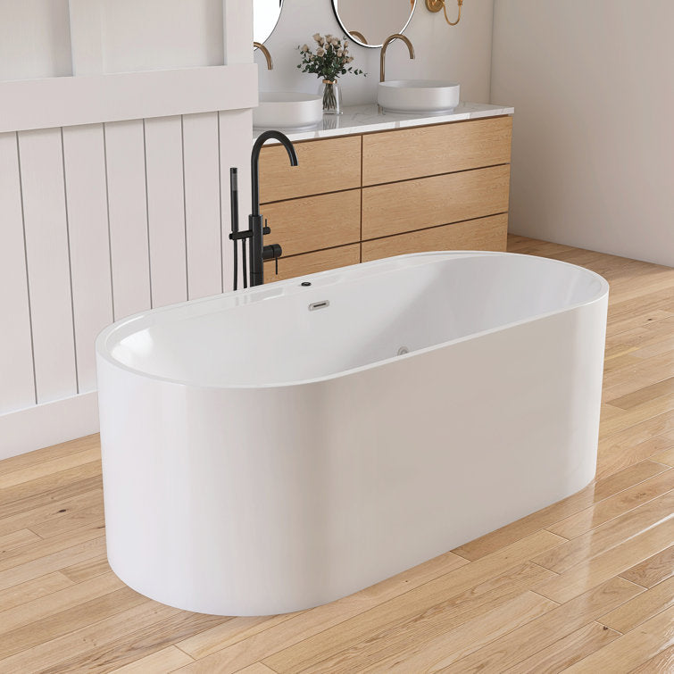 Medunjess 67' Freestanding Wirlpool Bathtub Acrylic Freestanding Soaking Tub