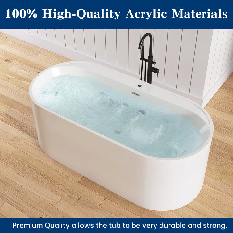 Medunjess 67' Freestanding Wirlpool Bathtub Acrylic Freestanding Soaking Tub