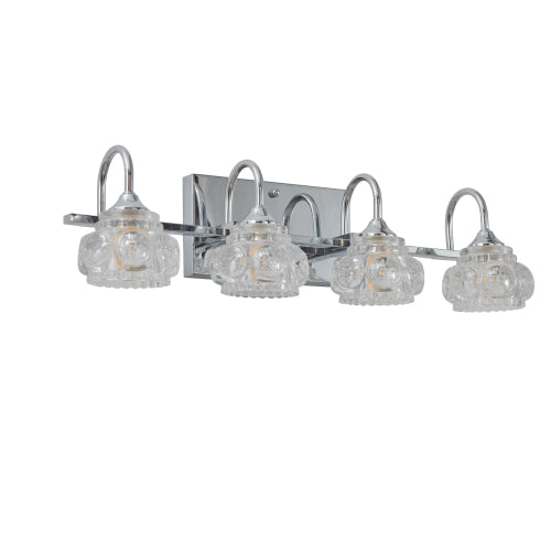 Medunjess Brushed Nickel Finish Vintage Crystal Vanity Light - Elegant 4-Light Bathroom Mirror Fixture with Clear Glass Shades