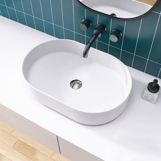 Medunjess 23'' Oval Bathroom Sink Solid Surface Vessel Sink