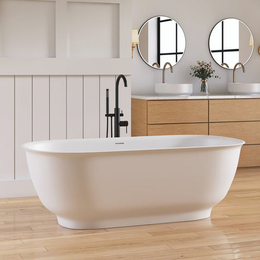 Medunjess 67'' Freestanding Tub Solid Surface Freestanding Soaking Bathtub