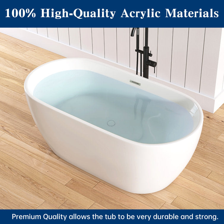 Medunjess 59'‘ Freestanding Soaking Acrylic Bathtub