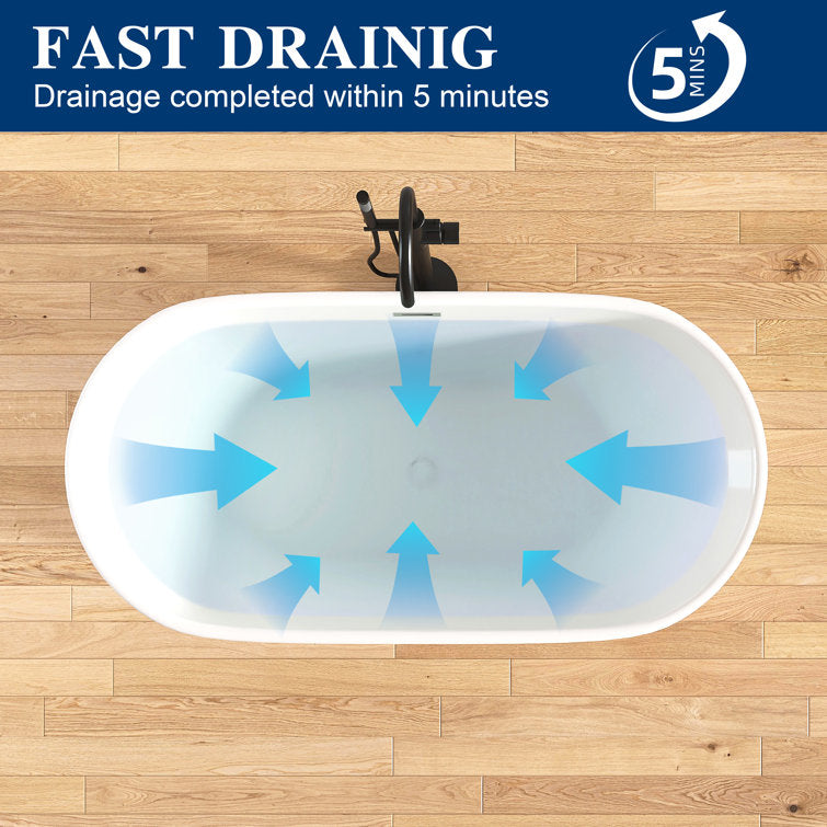 Medunjess 59'‘ Freestanding Soaking Acrylic Bathtub