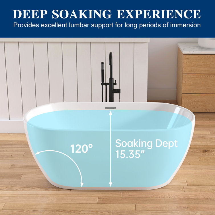 Medunjess 59'‘ Freestanding Soaking Acrylic Bathtub