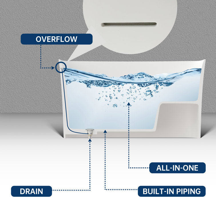 Medunjess 47'' Japanese Freestanding Tub With Seat Solid Surface Rectangular Soaking Bathtub