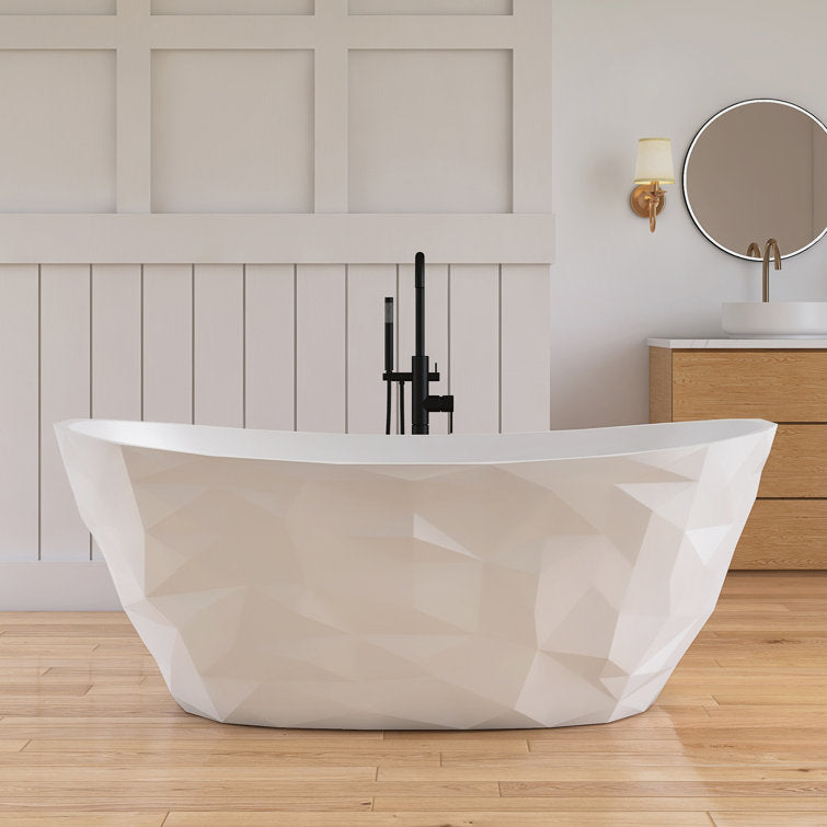 Medunjess 64'' Freestanding Tub Solid Surface Freestnanding Soaking Tub