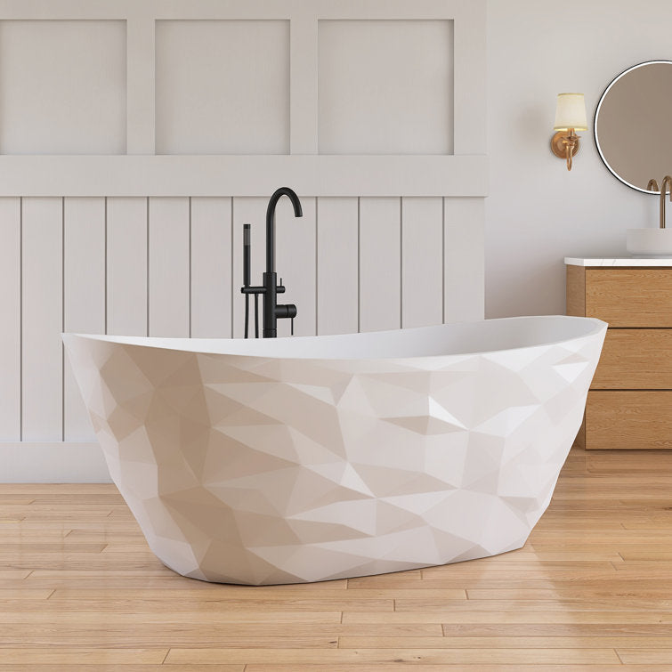 Medunjess 64'' Freestanding Tub Solid Surface Freestnanding Soaking Tub