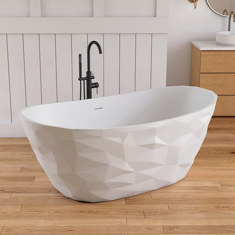 Medunjess 64'' Freestanding Tub Solid Surface Freestnanding Soaking Tub