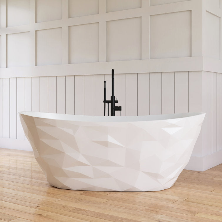 Medunjess 64'' Freestanding Tub Solid Surface Freestnanding Soaking Tub