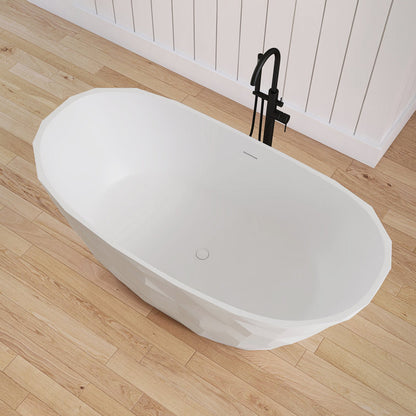 Medunjess 64'' Freestanding Tub Solid Surface Freestnanding Soaking Tub