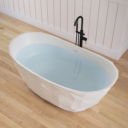 Medunjess 64'' Freestanding Tub Solid Surface Freestnanding Soaking Tub