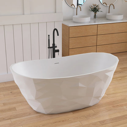 Medunjess 64'' Freestanding Tub Solid Surface Freestnanding Soaking Tub