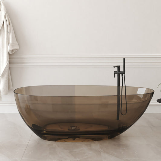 Medunjess 67'' Freestanding Bathtub Solid Surface Freestanding Soaking Tub Transparent