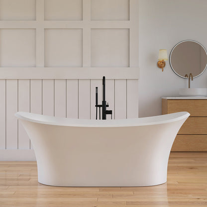 Medunjess 69'' Freestanding Bathtub Solid Surface Freestanding Soaking Tub