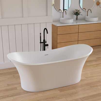 Medunjess 69'' Freestanding Bathtub Solid Surface Freestanding Soaking Tub