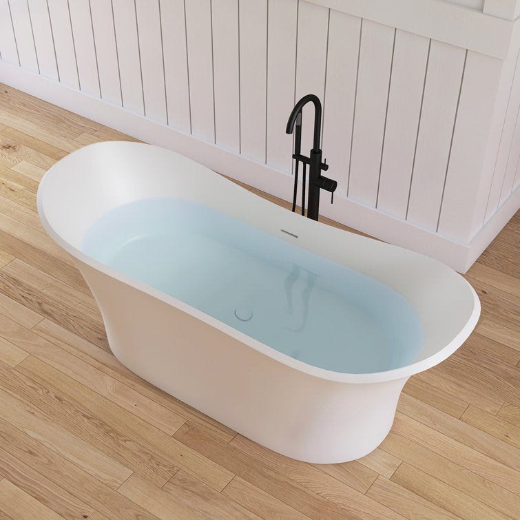 Medunjess 69'' Freestanding Bathtub Solid Surface Freestanding Soaking Tub