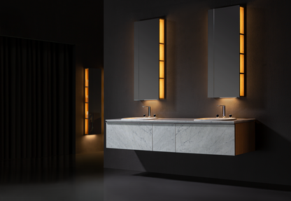 Medunjess 86'' Modern Double-Sink Vanity with Mirrored Cabinet