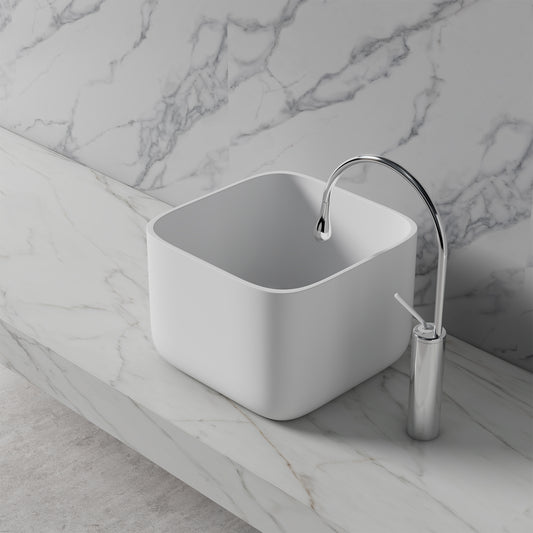 Medunjess 16'' Matte Stone Square Bathroom Sink